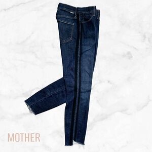 MOTHER Stunner Zip Ankle Step Fray Jeans - Sweeping Racer Stripe - Size 26